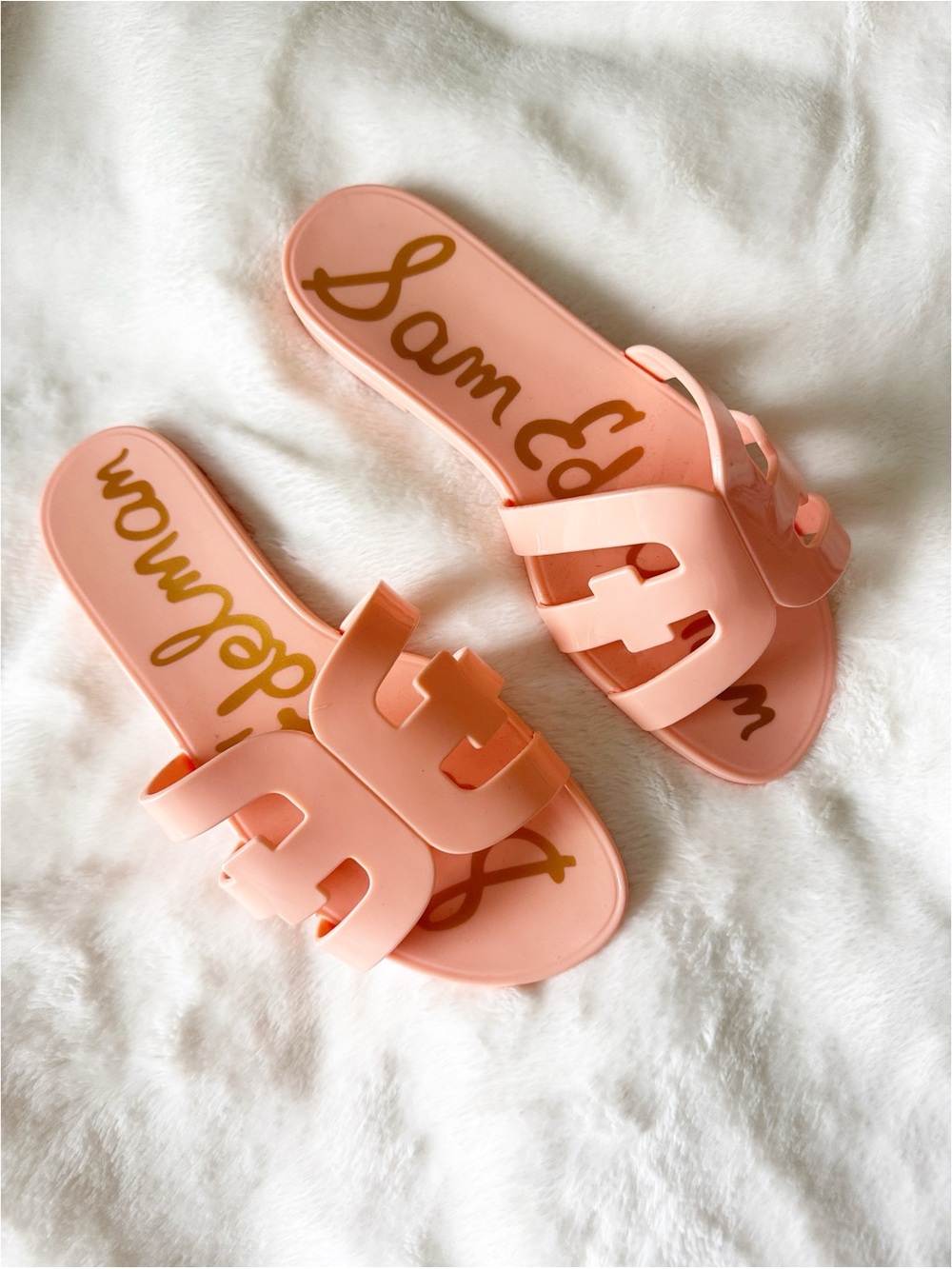 Sam Edelman Bay Jelly womens Flat Sandals in pink  rosette size 7